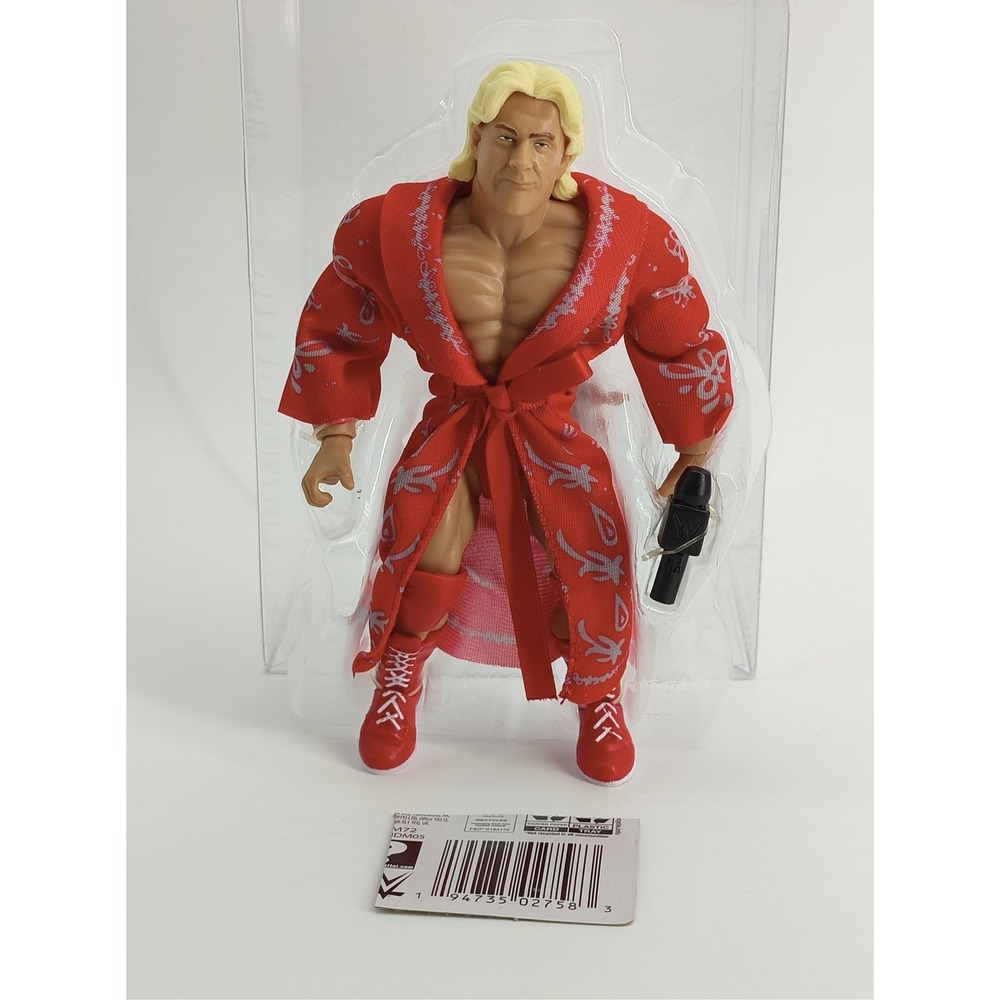 WWE Mattel RetroFest Ric Flair Action Figure Red Robe Mic Loose Displayed 6685